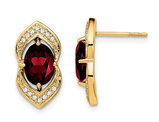14K Yellow Gold 2.50 Carats (ctw) Natural Garnet Post Earrings with Diamonds